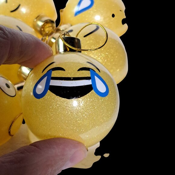 12 Piece Glass Emoji Christmas Balls Ornaments Pendant for Christmas Tree - Picture 8 of 15